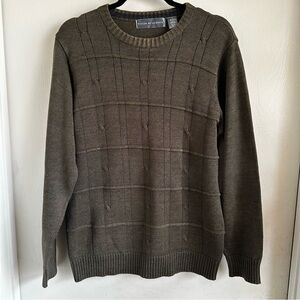 Oscar de la Renta Olive Cotton Blend Crewneck Light Knit Men’s Sweater Size M